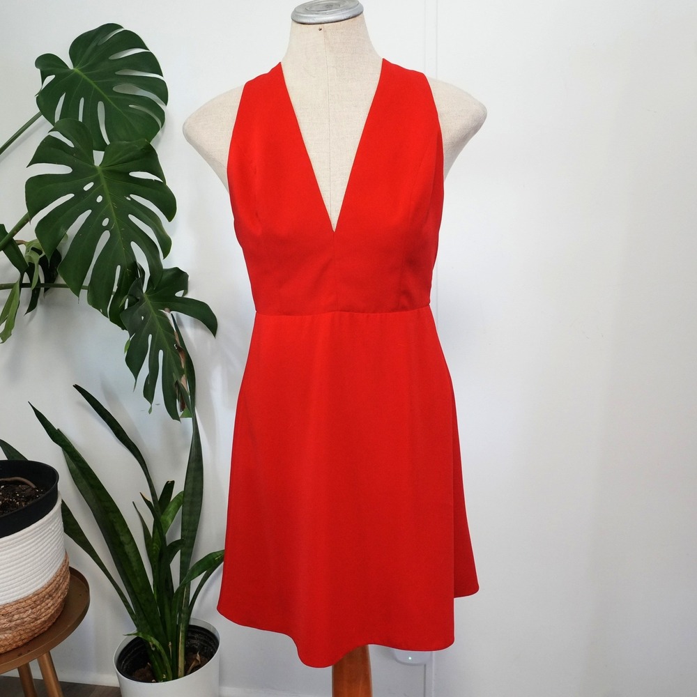 Jill Jill Stuart Mini Dress Womens 2 Red Open Back Knot Detail Cocktail Party‎